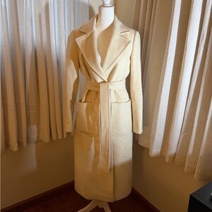 Cream Belted Max&Co Long Coat 100% Wool